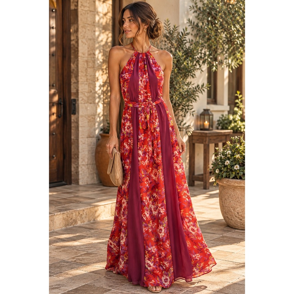 ModCloth NWT floral halter maxi dress | S